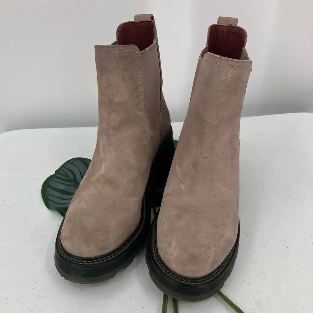 Gianni Bini GB The Change Re-New Tan Suede Leather Chelsea Ankle Heel Boot Shoes